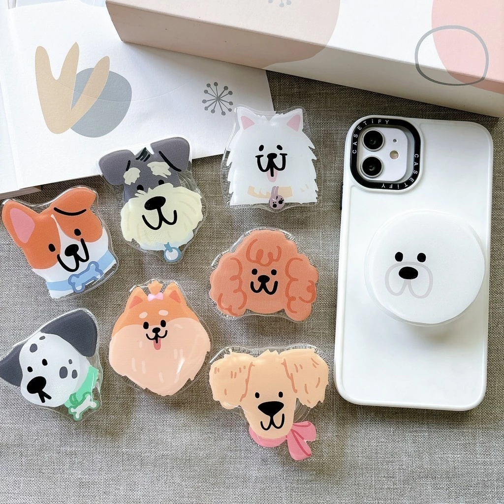 Griptok Acrylic ปอมๆ การ์ตูนติดหลังมือถือ ที่ติดโทรศัพท์ กริ๊บต็อกติดเคส