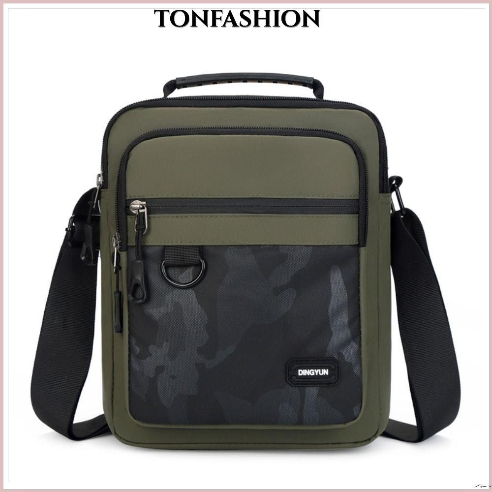 Tonfashion กระเป๋าสะพายข้าง ทรงสี่เหลี่ยม มีซิป สีพื้น แฟชั่นสําหรับผู้ชาย
