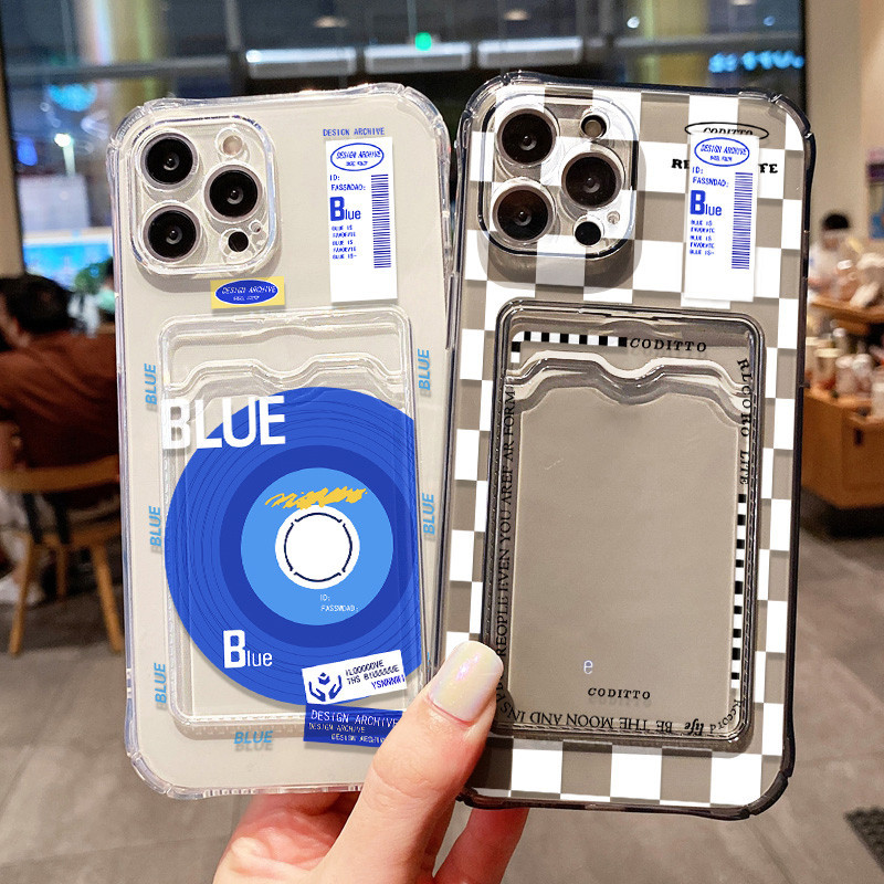 แฟชั่น ซองใส่บัตรรูปถ่ายแบบใสสำหรับ For iPhone 11 15 13 12 14 Pro Max 6 7 8 Plus X XS Max XR SE 2020 เคสไอโฟนเคส เคส