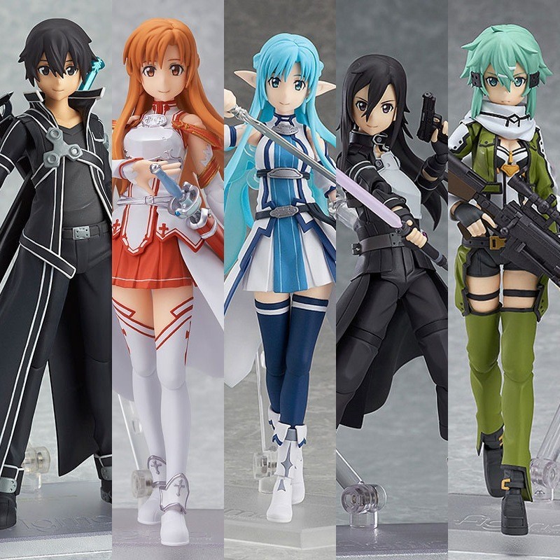 โมเดลตุ๊กตาฟิกเกอร์ Sword Art Online figma Asuna Kirito Kiriko Shino CW8W สําหรับตกแต่งออฟฟิศ