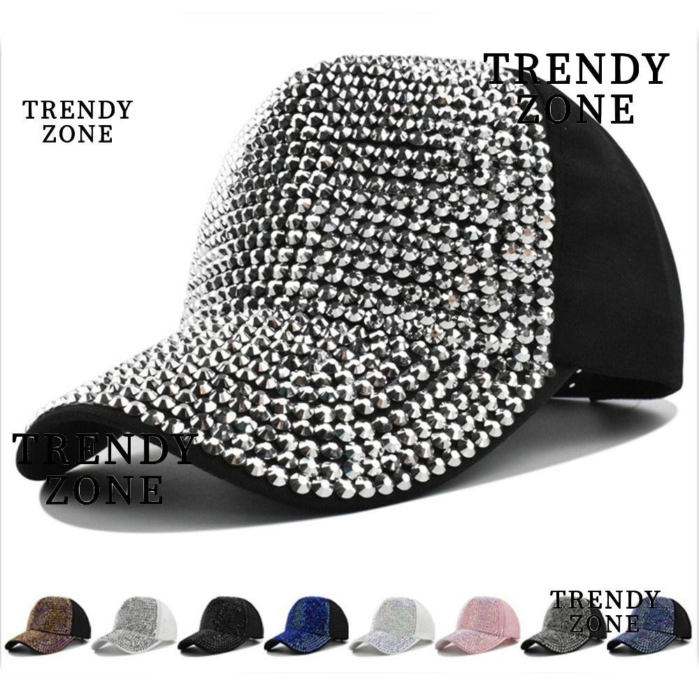 Trendyzone หมวกเบสบอลแฟชั่น ประดับพลอยเทียม หรูหรา สไตล์วินเทจ