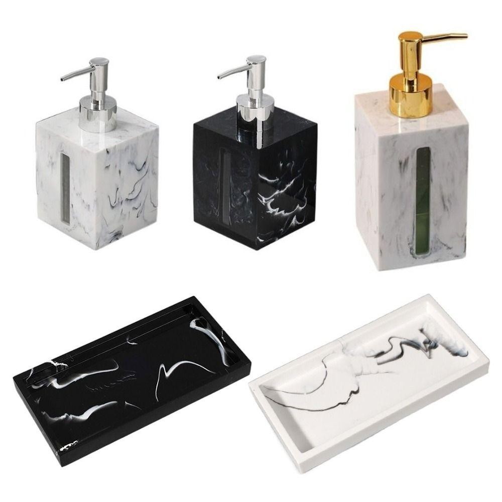 เดลเมอร์วู บรรจุขวดสบู่มือเหลวรีฟิล,เลียนแบบหินอ่อนแสงหรูหราเจลทําความสะอาดมือ ขวด,พร้อมถาดเรซิ่นสไตล์นอร์ดิกโลชั่นขวดอุปกรณ์ห้องน้ํา - รูปที่ 7