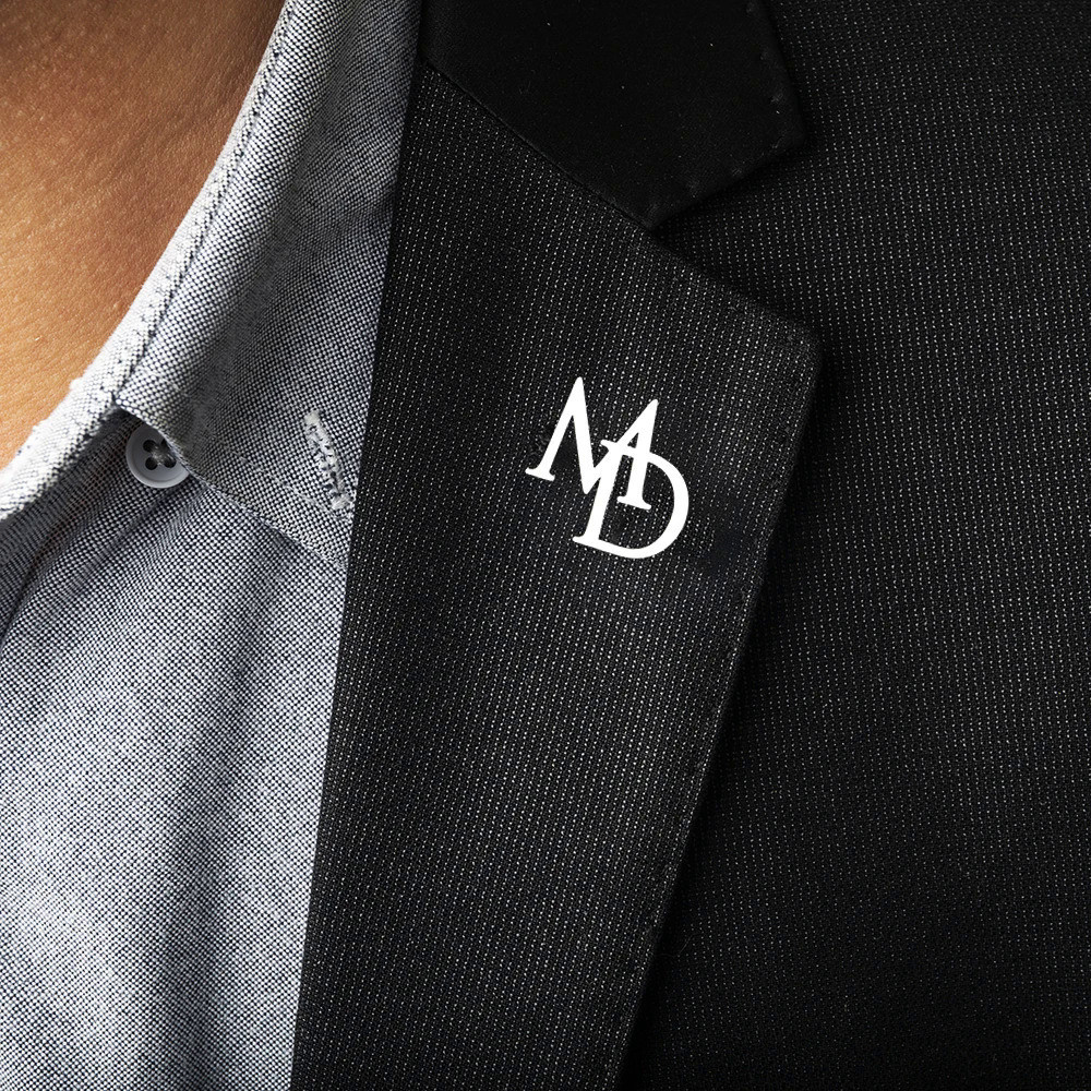 Tangula Custom Initials Brooch For Groom Men's Stainless Steel Initials Letters Lapel Pin Personalized Wedding Best Man