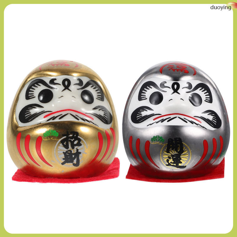 📦 2pcs Daruma ฟิกเกอร์ มินิ Daruma ตุ๊กตา Daruma ญี่ปุ่น รูปปั้นเซรามิก Daruma