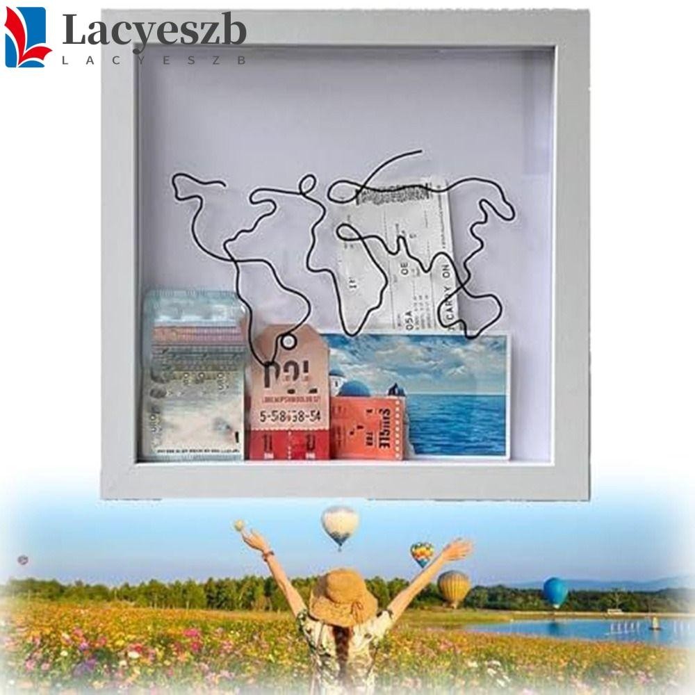 Lacyeszb Adventure Archive Box, กระดานประดิษฐ์ สไตล์โมเดิร์น กล่องสะสม เดินทาง ตลก แฮนด์เมด ทนทาน ติดผนัง กล่องเงา ตั๋ว พร้อมแสตมป์