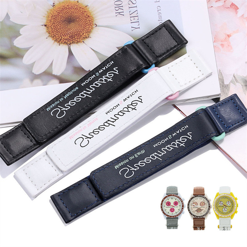 20 มม.PU หนังนาฬิกาสําหรับ Omega สําหรับ Moonwatch ดาวเคราะห ์ สายรัด Venus Saturn Jupiter สร ้ อยข ้ อมือกีฬาสายรัดข ้ อมือนุ ่ มโลโก ้