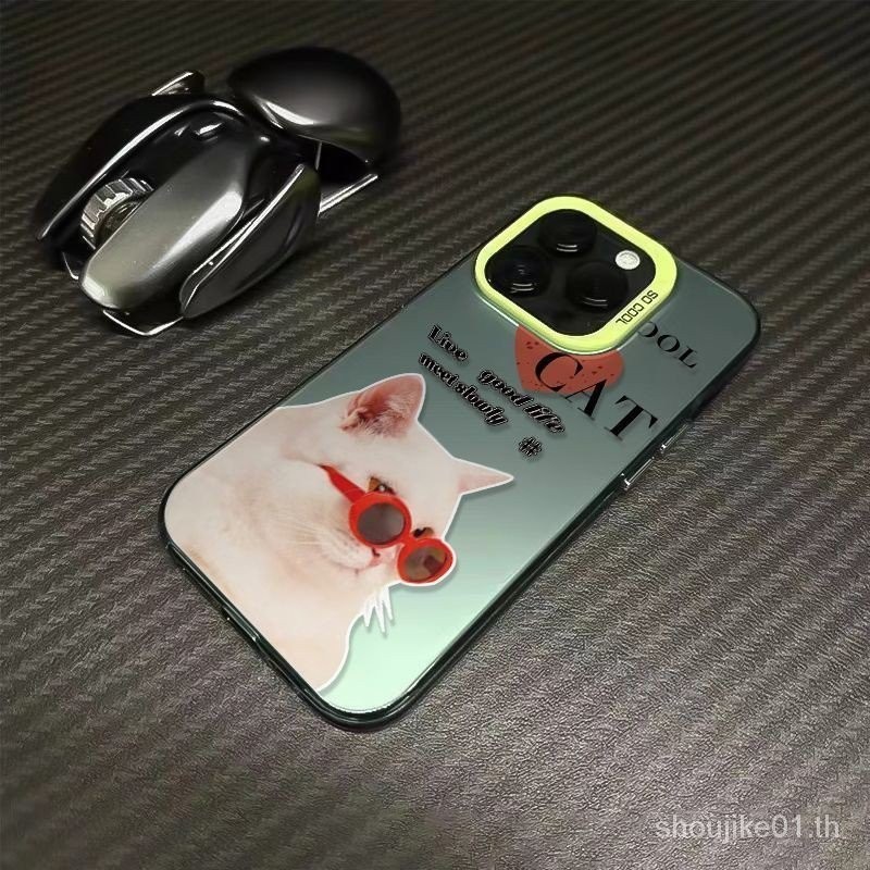 เคสโทรศัพท์มือถือ กรอบสีแดง ลายแมว สําหรับ Apple Iphone 15 14 13 12 11Promax 7 8plus NKFF