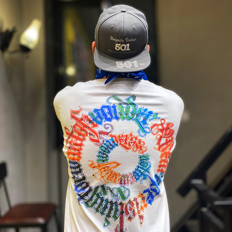 ((สไตล์อเมริกัน) เสื้อยืด พิมพ์ลาย West Coast Gang Gang T Ring Flower Body Text Chicano สําหรับผู้ชาย