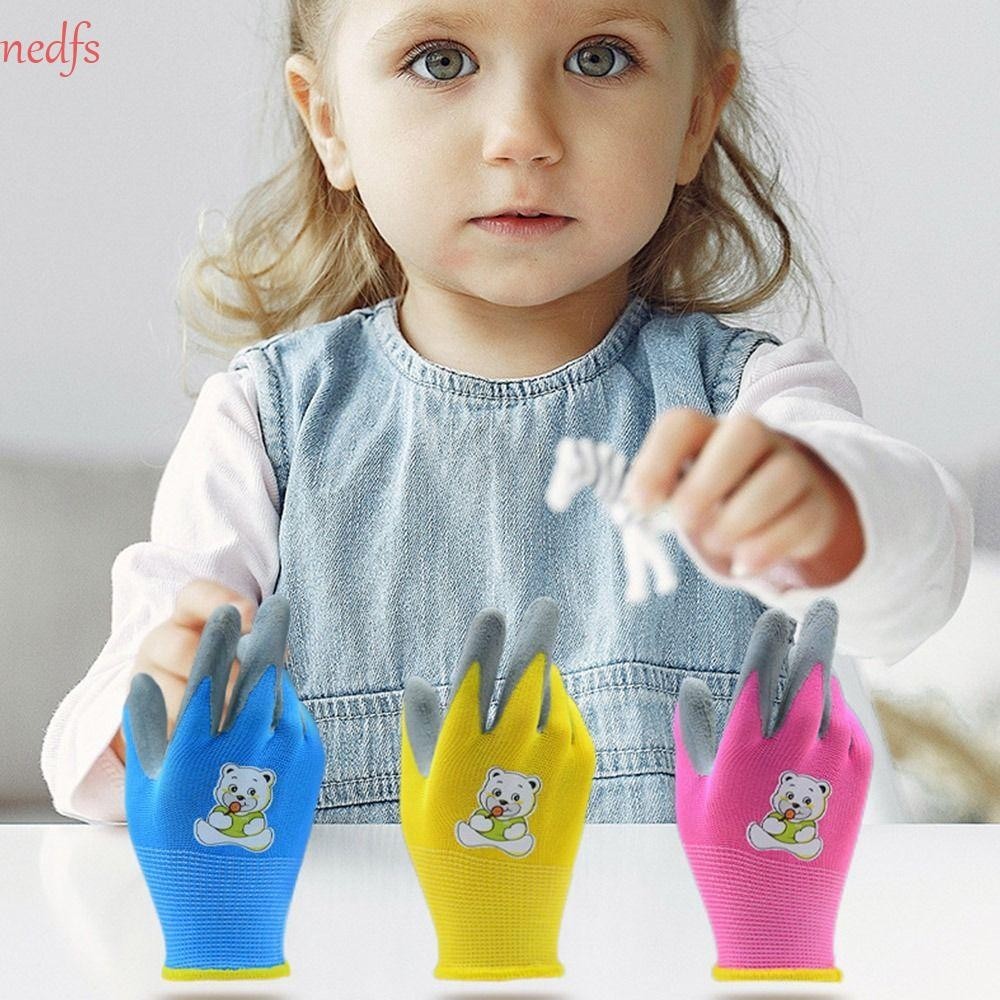 Nedfs ถุงมือป้องกันเด็ก, ถุงมือทําสวนเด็ก กันน้ํา ทนทาน, ถุงมือทํางาน ลายการ์ตูนสัตว์ ระบายอากาศ กันลื่น เก็บเปลือกหอย