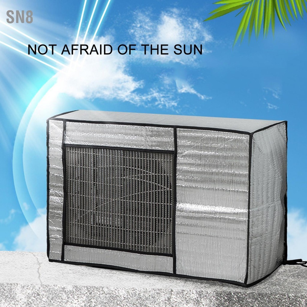 SN8 ฝาครอบหน่วย AC สีเงิน ชุดเครื่องปรับอากาศอลูมิเนียมฟอยล์กันฝุ่นกันฝนฝาครอบบังแดด
