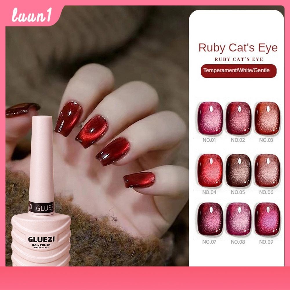 Gluezi สีเจลลูกแก้วโทนนู๊ด สีเจลแฟลช สีทาเล็บ ต้องอบ แมวตายาทาเล็บกาวแฟชั่นแมวตาสีขาวฤดูใบไม้ร่วงและฤดูหนาวยาทาเล็บกาวติดทนนานกันน้ำ COD