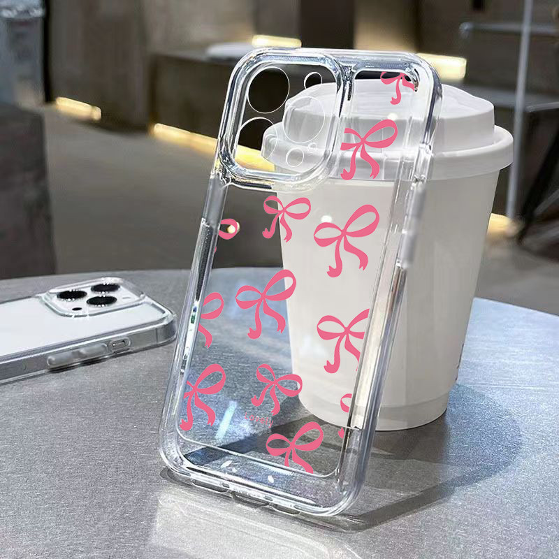 SAMSUNG สําหรับsamsung A35 A54 A34 A14 A55 A05 A05S A15 A25 A75 A52 A52S A53 A73 A33 A72 A23 A13 A32 A51 A71 INS Simple Bowknotโปร่งใสTPU Soft Cover