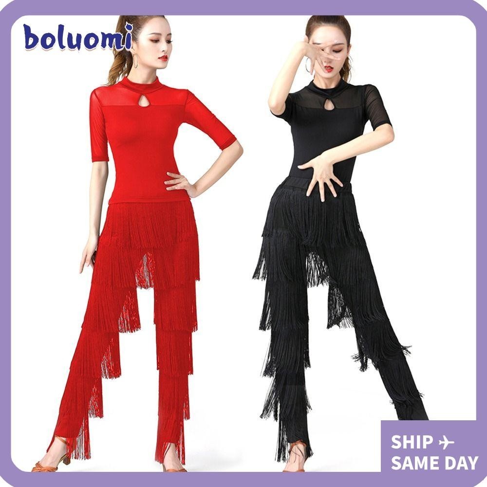 Boluomi กางเกงเต้นรําละติน แต่งพู่ แวววาว มีประสิทธิภาพ