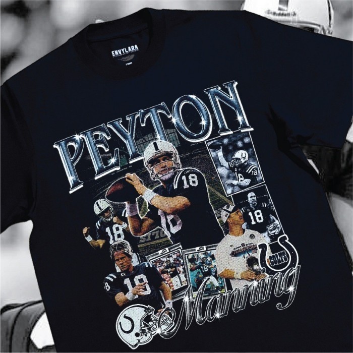 Peyton Manning T-shirt Heavyweight  Kaos NFL Basket Vintage Bootleg - M