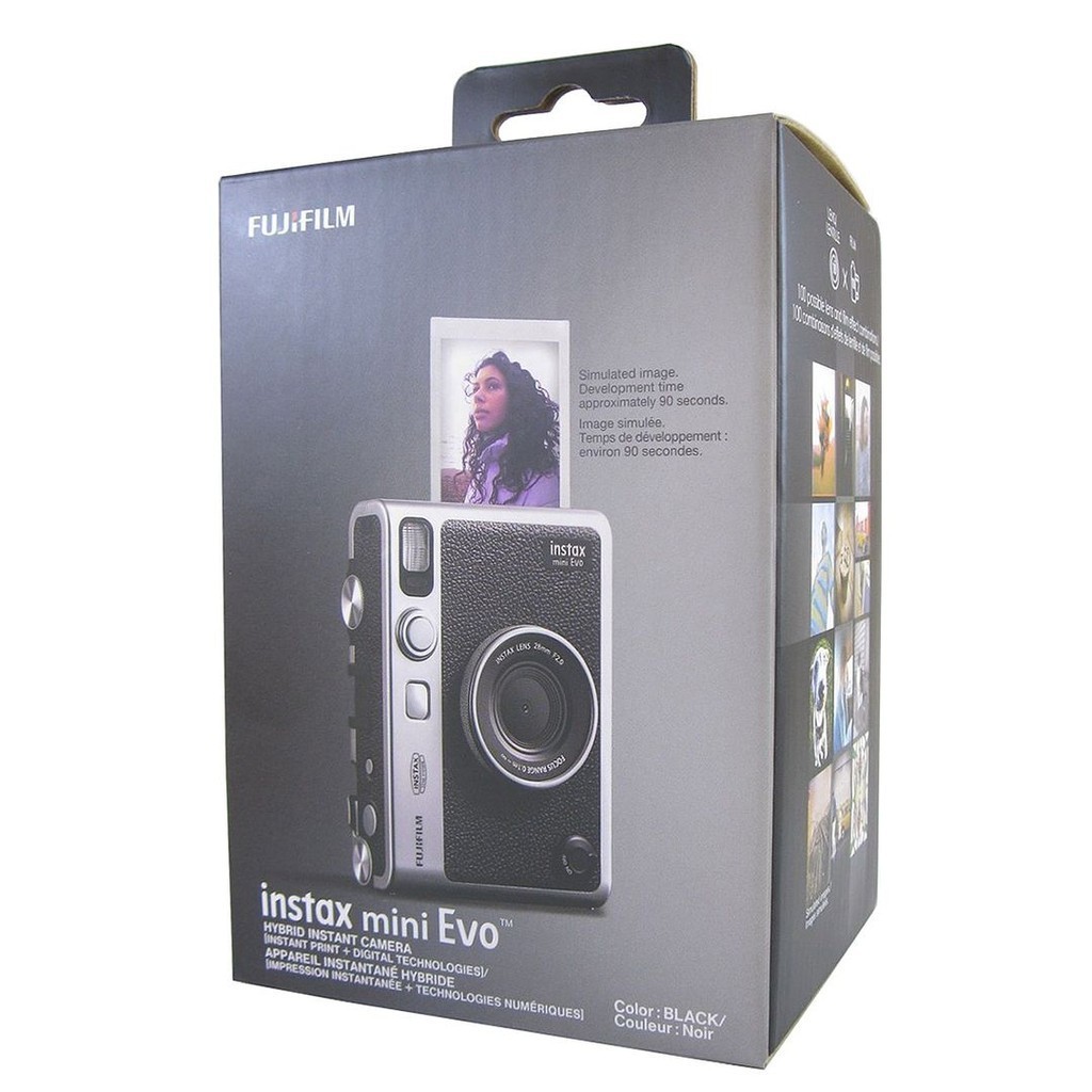 Fujifilm Instax Mini Evo Hybrid Instant Camera (Black, USB-C) - Smartphone Photo Printer