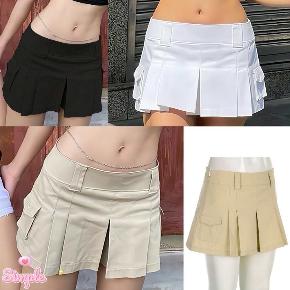 SimpleStore จัดส่งจากกรุงเทพ กระโปรงจับจีบสไตล์ยุโรปและอเมริกาคลาสสิก เรียงราย 002