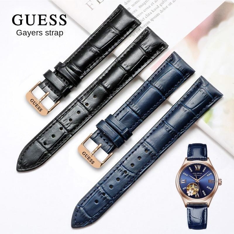 Guess GUESS สายนาฬิกาข้อมือ สายหนังวัวแท้ แต่งหัวเข็มขัด สีดํา สีน้ําตาล สําหรับผู้ชาย และผู้หญิง W0247G3 W0040G3