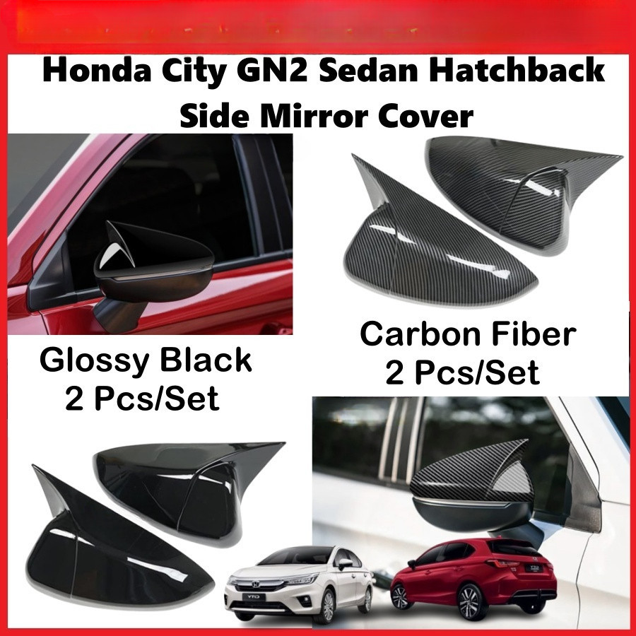 ฝาครอบกระจกมองข้าง คาร์บอนไฟเบอร์ สีดํา สําหรับ Honda City GN2 City Sedan Hatchback 2020-2024