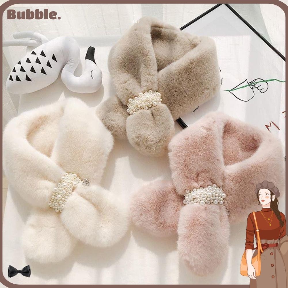 Bubble ผ้าพันคอ ผ้าคลุมไหล่ ผ้ากํามะหยี่ขนนิ่ม ขนกระต่ายเทียม หรูหรา สีพื้น