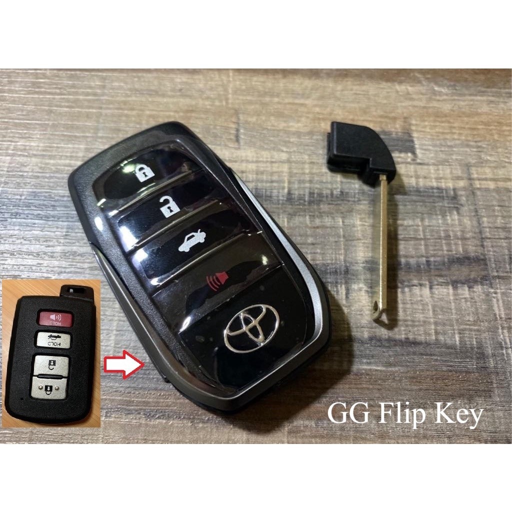 กรอบรีโมทรถ กรอบกุญแจ Toyota Camry , Camry Hybrid , Altis 2.0  Hybrid 4 ปุ่ม พร้อมดอกกุญแจ