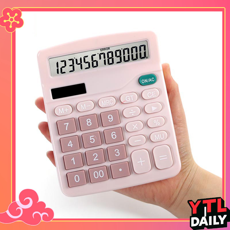 เครื่องคิดเลข 12 หลัก เครื่องคิดเลขดิจิตอล 12 หลักสีฟ้าชมพูเครื่องคิดเลข 12 หลัก ช่วยคำนวณ ช่วยในการทำบัญชี