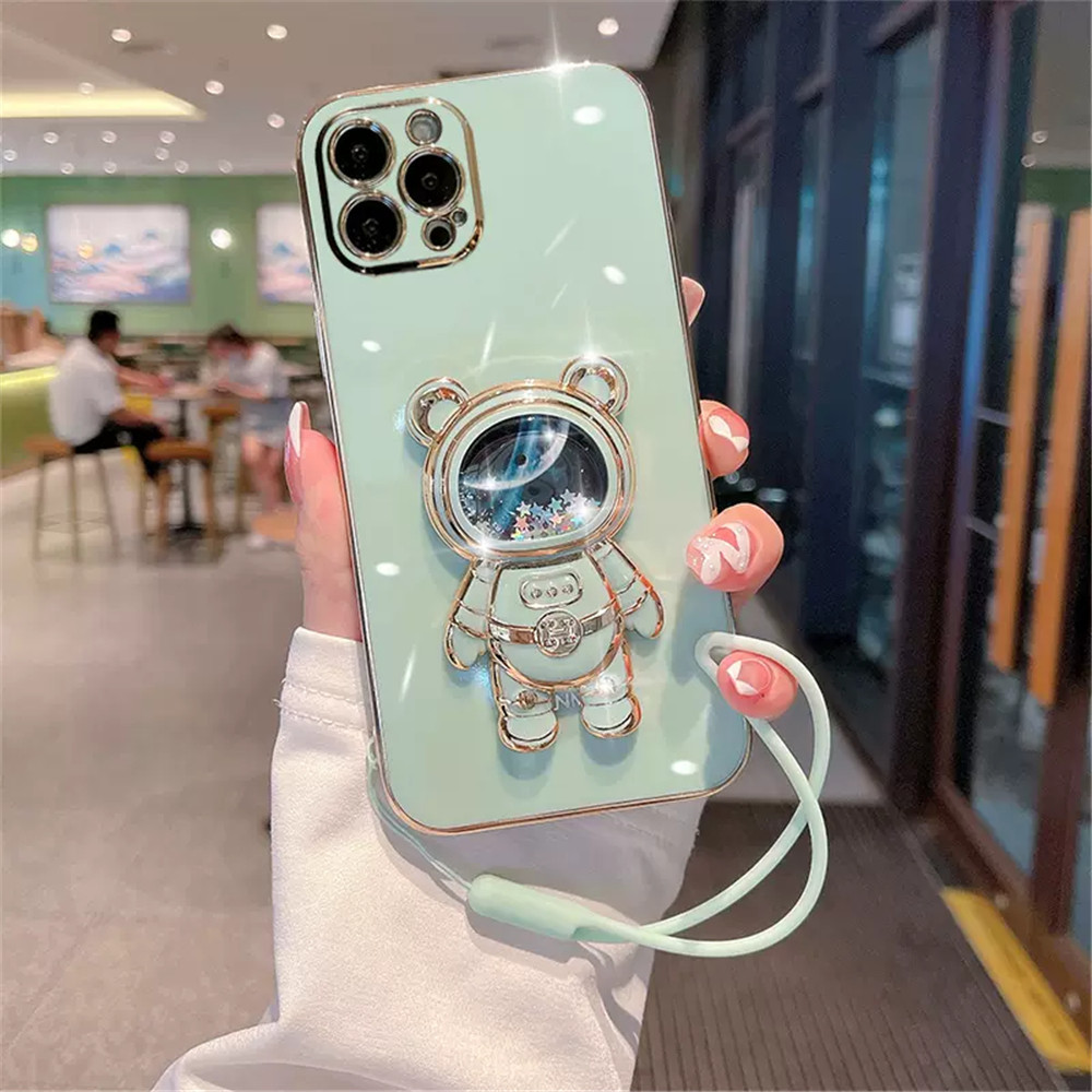 สําหรับ Honor 200 สมาร์ท 5G ชุบ 3D นักบินอวกาศ Stand Holder เคสโทรศัพท์สําหรับ Honor X7C 4G X9C X60 