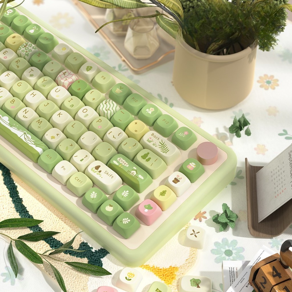 125 คีย์ Mountain Stream Ono PBT Keycap Set โปรไฟล์ MOA การออกแบบป่าสีเขียวสําหรับคีย์บอร์ดเชิงกลส่วนใหญ่