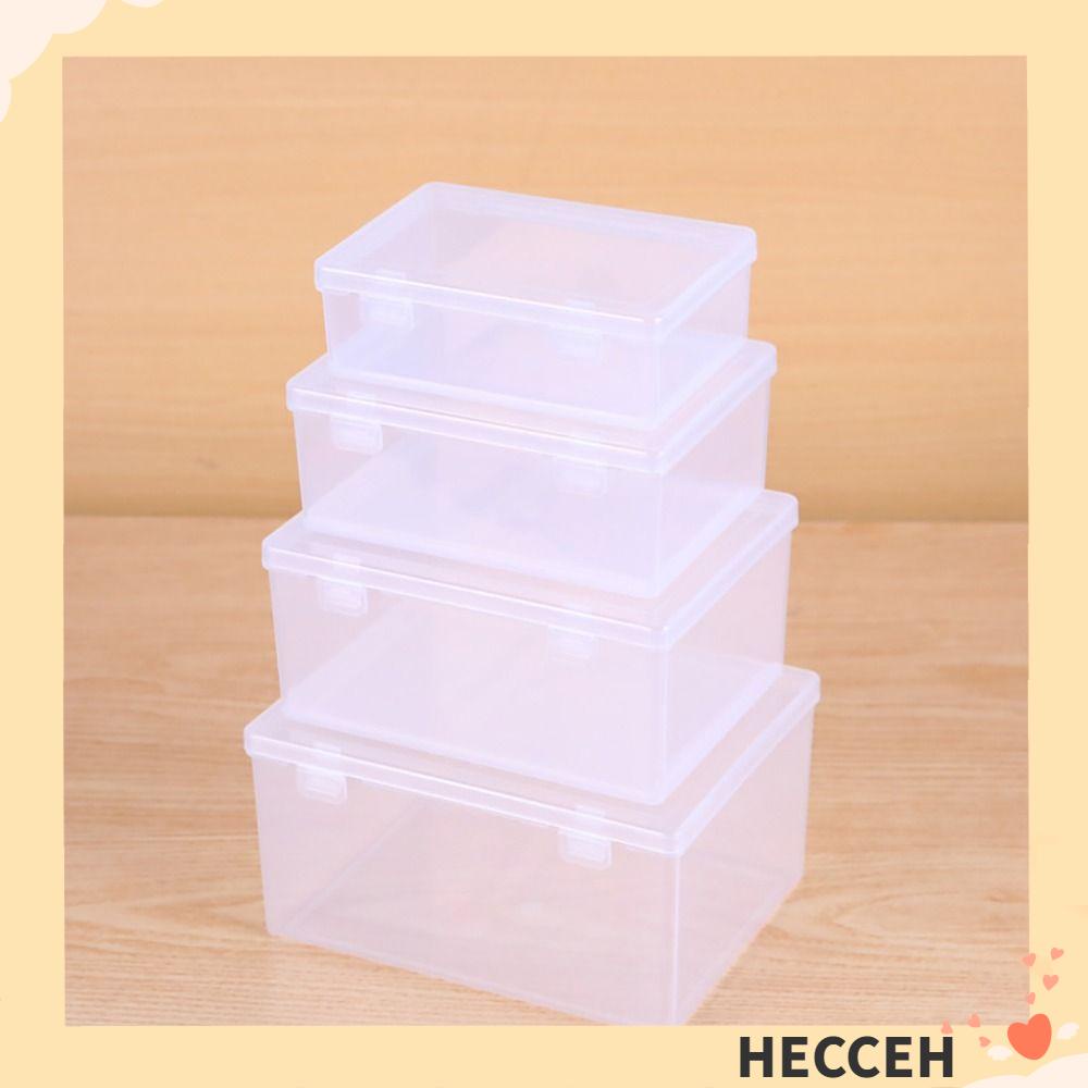 Hecceh กล่องพลาสติกใส ทรงสี่เหลี่ยมผืนผ้า ขนาดเล็ก กลาง ใหญ่ แบบพกพา สําหรับใส่เครื่องประดับ ต่างหู เครื่องสําอาง 1 ชิ้น