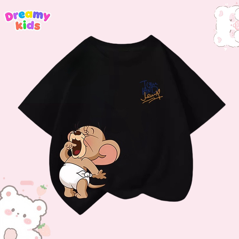 Dreamy Kids 🌼จัดส่งทันที🌼เเสื้อยืดเด็กคอกลมผ้าฝ้าย 100% ลายการ์ตูน หนู น่ารัก แขนสั้น สไตล์เกาหลี