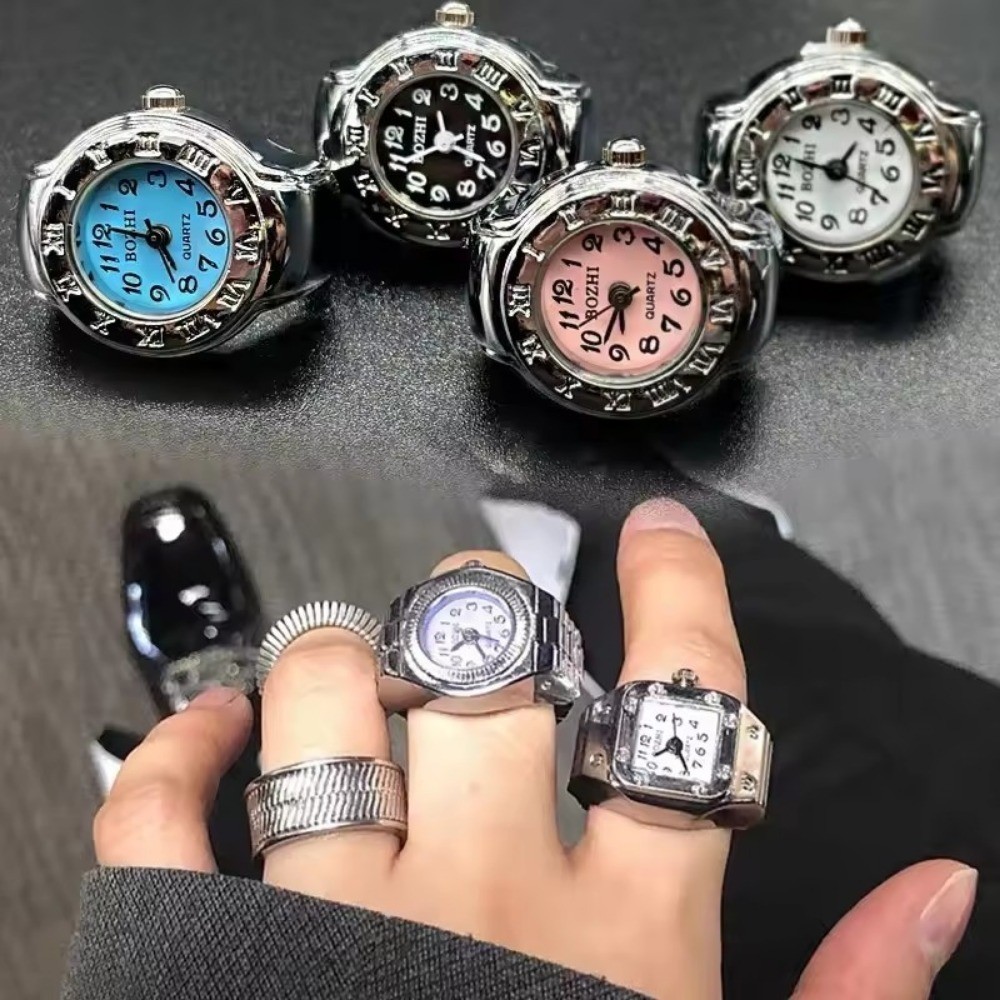 ใหม่ผู้หญิงผู้ชายวินเทจดิจิตอลแหวนนิ้วแหวน-มินิพังก์เศษไม้นาฬิกาแหวนเครื่องประดับแฟชั่น