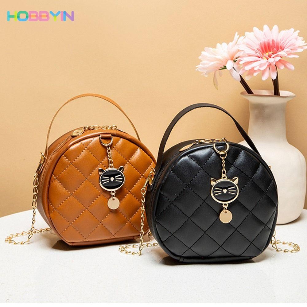HOBBYIN กระเป๋าสะพายไหล่ สะพายข้าง ใต้วงแขน หนัง PU สายโซ่ สําหรับผู้หญิง