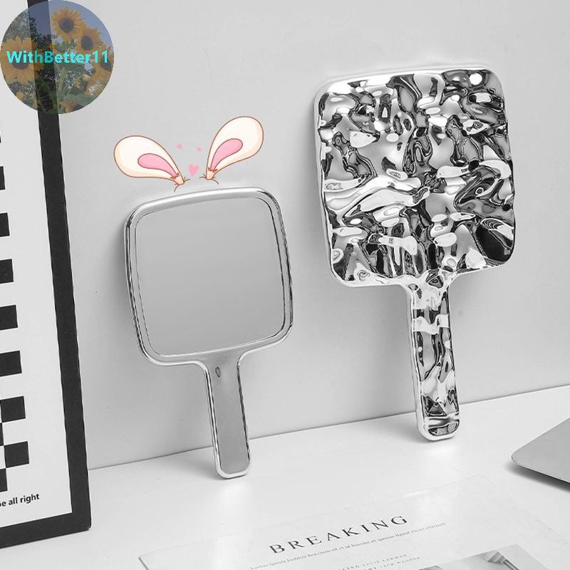 Better Liquid Shape Square Mirror Hand-Held Desktop Cosmetic Portable Makeup Mirror Travel Retro Style Beauty Mirror For Handbag TH