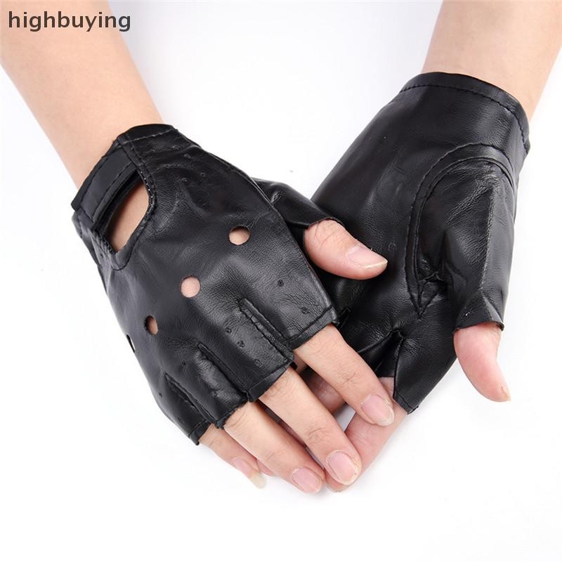 [ซื้อสูง] หนังสีดําขับรถรถจักรยานยนต์ นักขี่จักรยาน ถุงมือไร้นิ้วผู้ชายผู้หญิงถุงมือหุ้นใหม่