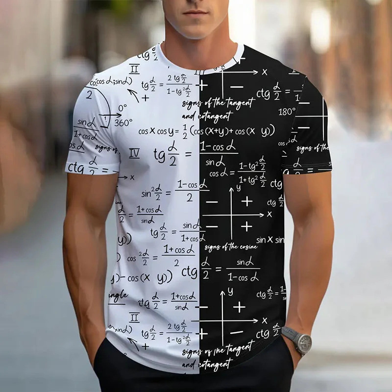 3D พิมพ์ Originality เสื้อยืดสําหรับชายคณิตศาสตร์รูปแบบรูปแบบ T เสื้อฤดูร้อนสบายๆแขนสั้นคอกลม Tops กีฬาหลวม Tee