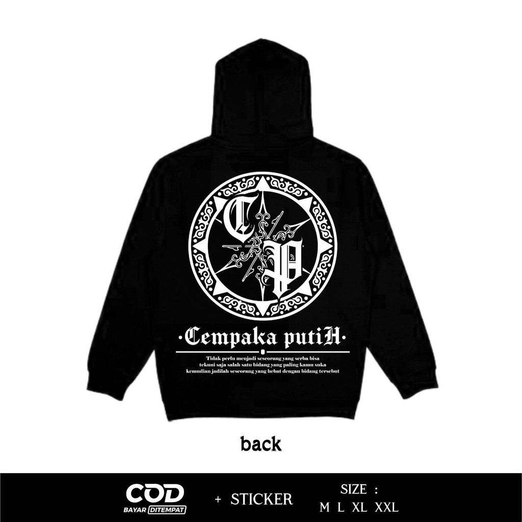 DTF Screen Printing Distro Hoodie for Pencak Silat PSCP Schools, White Cempaka Motif, Never เป็น Som