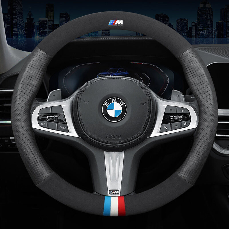 พวงมาลัยรถหนังสําหรับ BMW X1 X2 X3 X4 X5 X6 X7 M3 M4 M5 M6 1 2 3 4 5 6 7 Series E90 F01 F06 F10 F15 F16 F20 F2 F20 F2 F20 F2 F2 F2 F20 F2 F20 F2 F20 F2 F20 F2 F20 F2 F20 F2 F จัดแต่งทรงผมระบายอากาศอัตโนมัติ