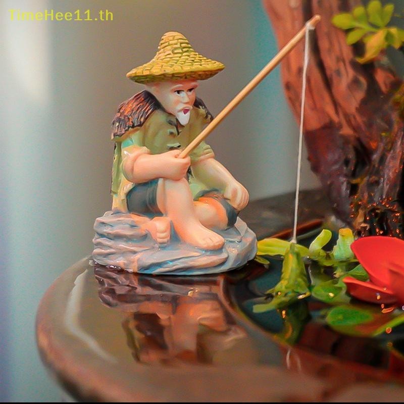 Timehee Creative Miniature Old Man เครื่องประดับตกปลา PVC Jiang Tai Gong ตกปลาถังปลา Garden Rockery Aquascape ตกแต่ง TH