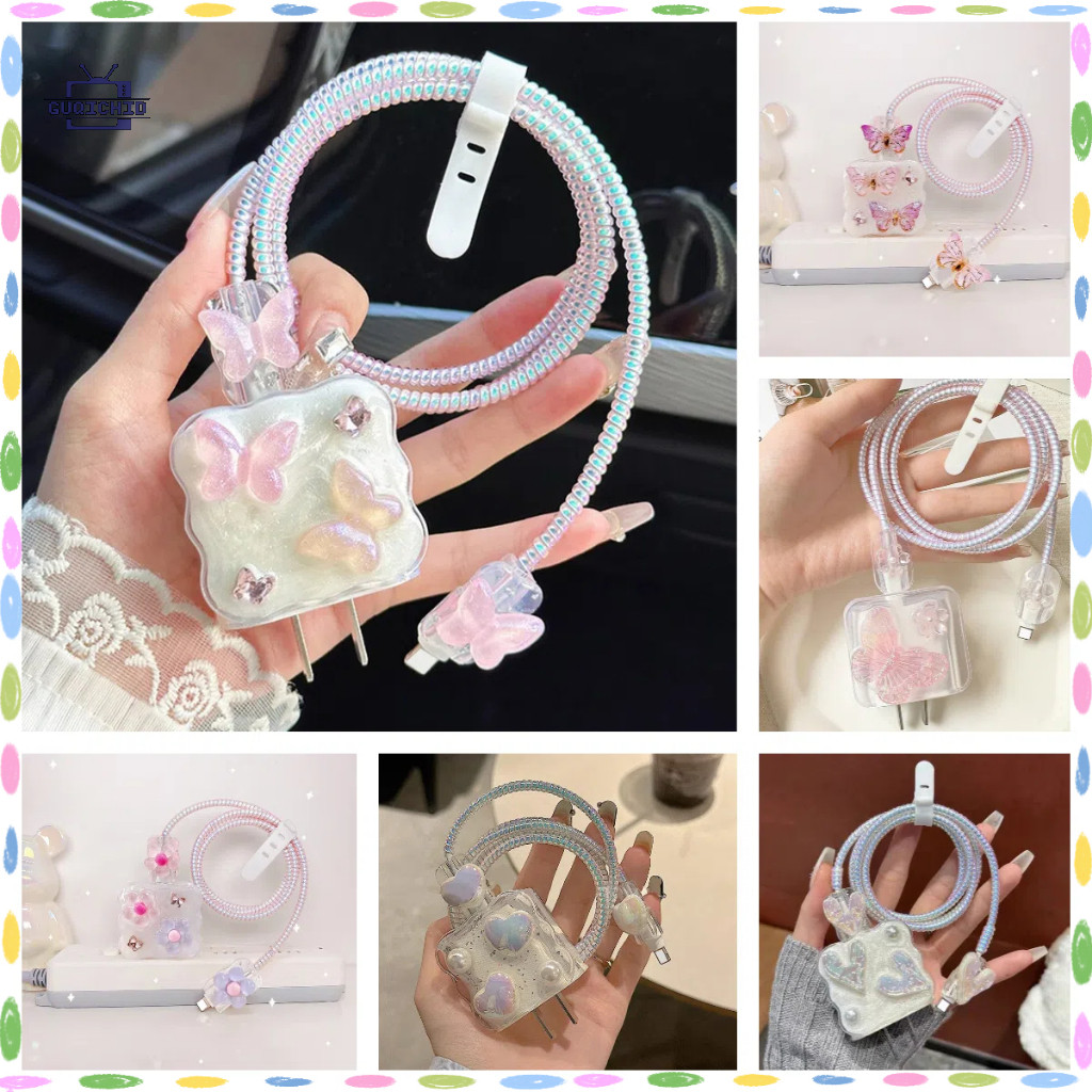 (1ชุด5ชิ้น) เคสถนอมสายชาร์จ 3D น่ารัก สำหรับ Charger Protector เคสป้องกันสายชาร์จแบบสร้างสรรค์เหมาะสำหรับ IP