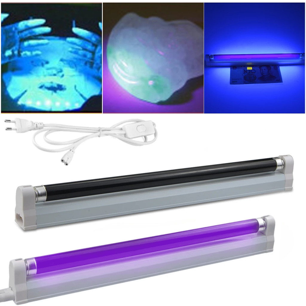 Led 8W UV Glow Black Light Bar T5 หลอด Blacklight 6W UVA เรืองแสงเงินการตรวจจับโคมไฟ Violet Stage Decor สําหรับ Party Disco DJ ฮาโลวีนอัลตราไวโอเลตโคมไฟ