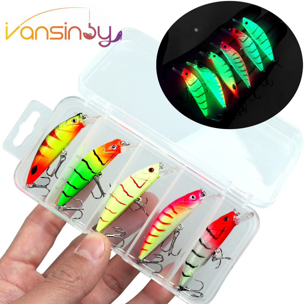 5 ชิ้นชุดตกปลา Lure 5.5 ซม./6g Sinking Minnow Hard เหยื่อประดิษฐ์ 3D ตา Crankbait Wobblers ตกปลา Tackle