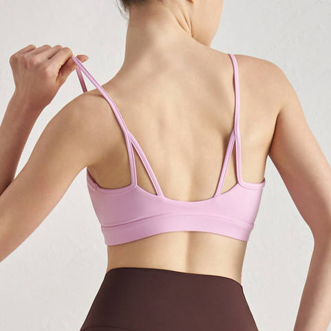 Yoga Sports Bra Spaghetti Straps Moisture-wicking ราคา ถูกที่สุด ดีลบีเคเค แกลเลอรีภาพที่ 5