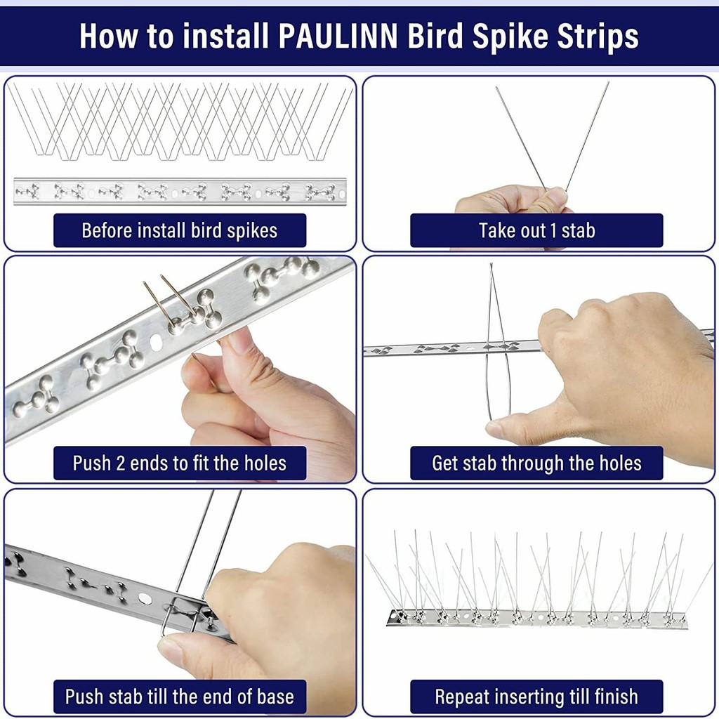 หนามกันนก ไล่นกพิราบ นกพิราบ ที่ดักนก10ชุด กันนกพิราบ Bird Spikes ทนทาน อุปกรณ์ไล่นกทำรัง ฐานสแตนเลส - รูปที่ 3