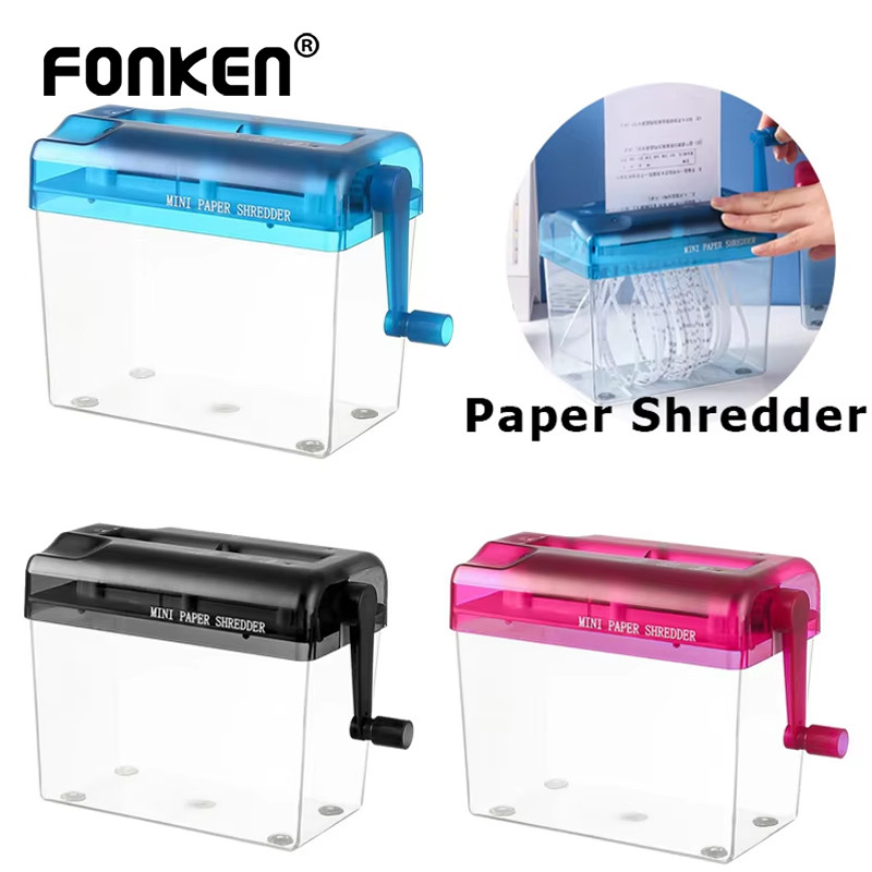 Fonken เครื่องทําลายเอกสารมือหมุนขนาดเล็กเครื่องมือตัดกระดาษเอกสารใบเสร็จรับเงินเครื่องตัดบิลตั๋วอุปกรณ์สํานักงาน
