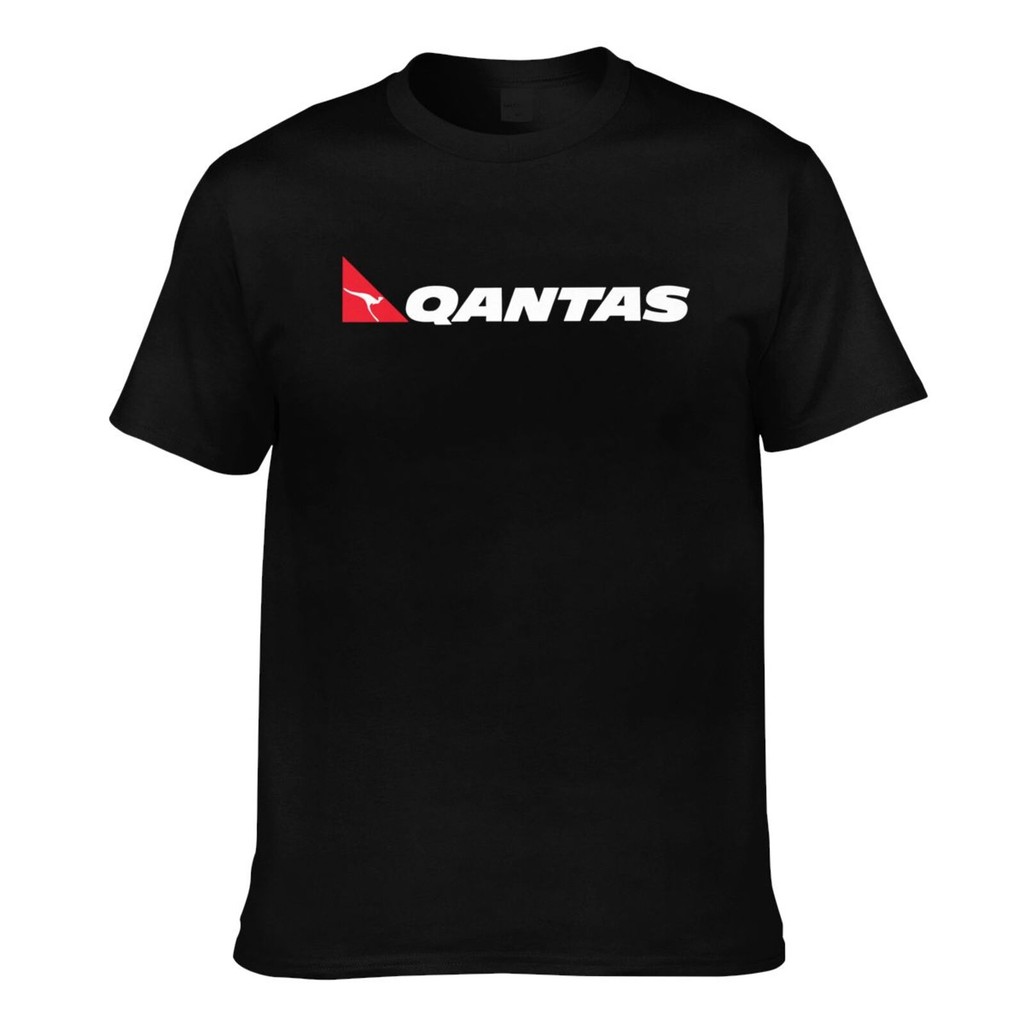 เสื้อยืดลําลองผู้ชายผ้าฝ้ายแท้ Qantas Airline คุณภาพดี