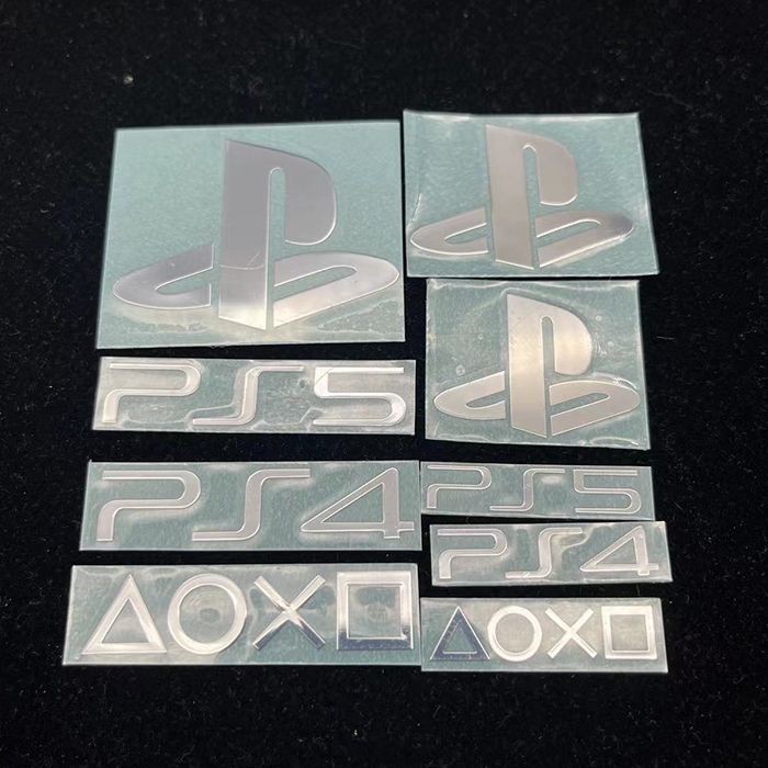 สติกเกอร์ยี่ห้อ PS5 เกมคอนโซลสติกเกอร์โลหะ PS4 PS5 ตกแต่งโลโก้โลโก้โทรศัพท์มือถือคอมพิวเตอร์ทีวีสติกเกอร์โลหะ