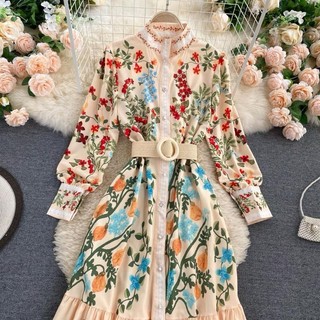 NJ Salwa Dress Maxi Motif Gaun Panjang Gamis Wanita Muslimah Korean Style