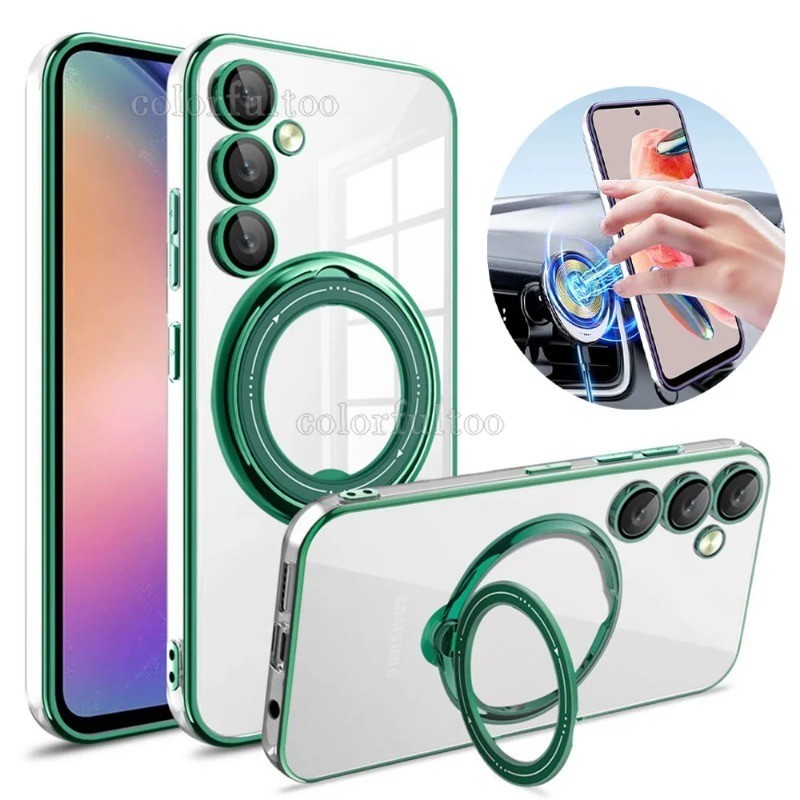 เคสโทรศัพท์มือถือแบบนิ่ม TPU ใส กันกระแทก พร้อมแหวนขาตั้งแม่เหล็ก สําหรับ Samsung Galaxy A55 A35 A15 A55 A 55 A 15 A15 4G 5G