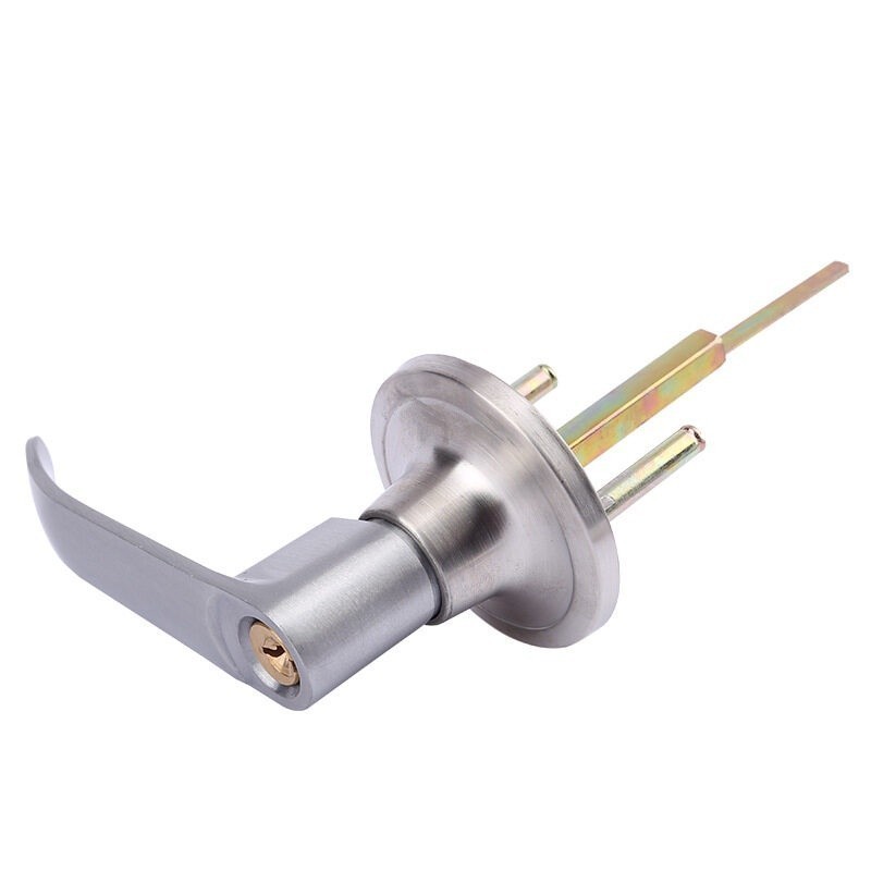 ลูกบิดก้านโยก ก้านโยกเปิด-ปิดประตู พร้อมล็อคในตัว กุญแจ2ชุด ครบชุด ก้านโยกสแตนเลส สีเงิน ความหนาของประตู 45-65 มม - รูปที่ 3