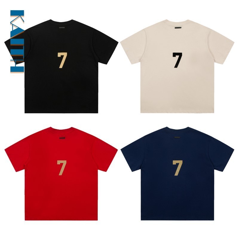 #T24 พร้อมส่ง เสื้อยืดคอกลม แขนสั้น พิมพ์ลายกราฟฟิคตัวเลข 7 พลัสไซซ์ สีพื้น สไตล์เกาหลี วินเทจ สําหรับผู้ชาย และผู้หญิง