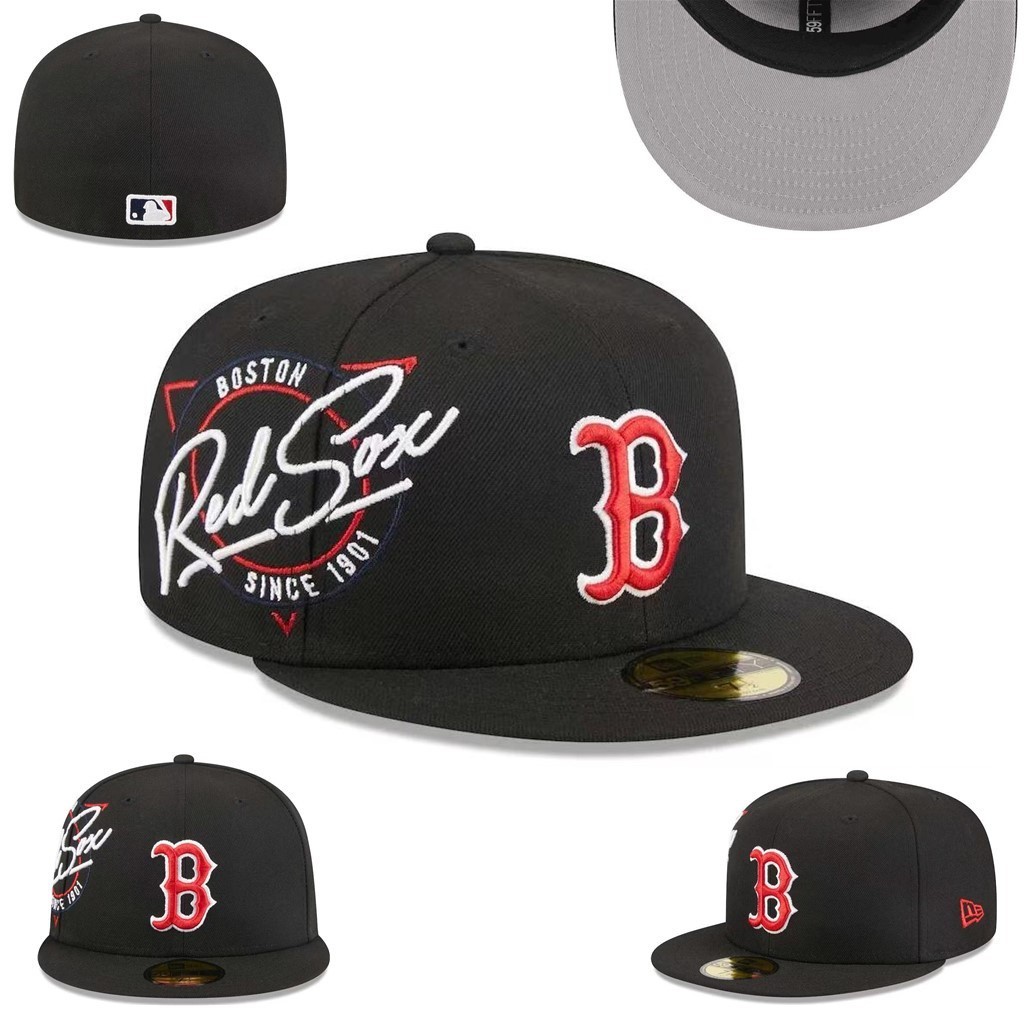Boston Red Sox หมวกเบสบอล ปักลายปีกแบน ปรับได้ สไตล์ฮิปฮอป